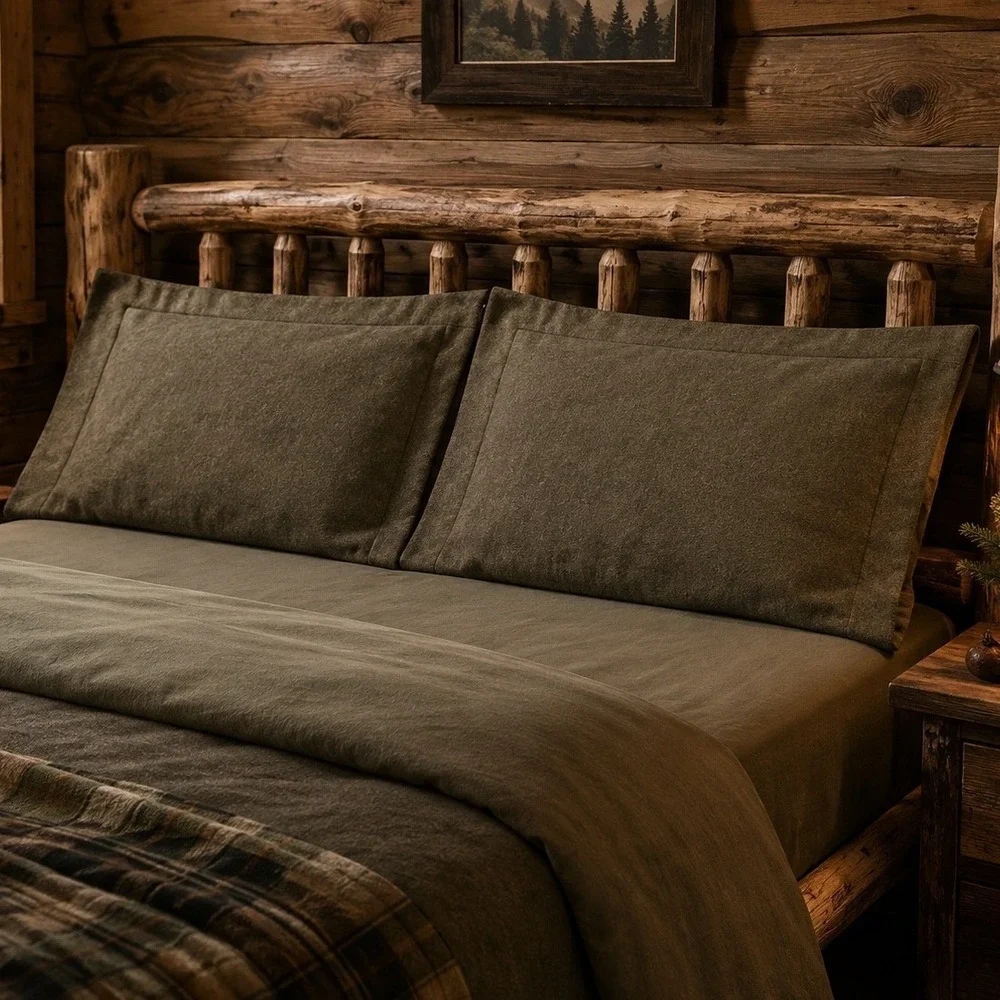 Pendleton 100% Wool Pillow Shams Set of 2 Heathered Brown Made in USA 21x28